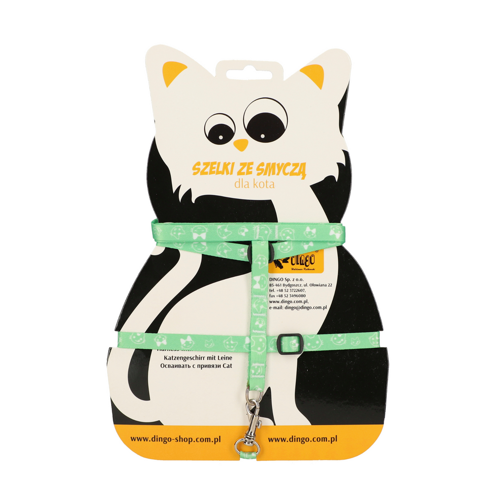 Каишка за каишка "Fun Cat": каишка 1,0 см × 110 см + регулируема каишка за котки