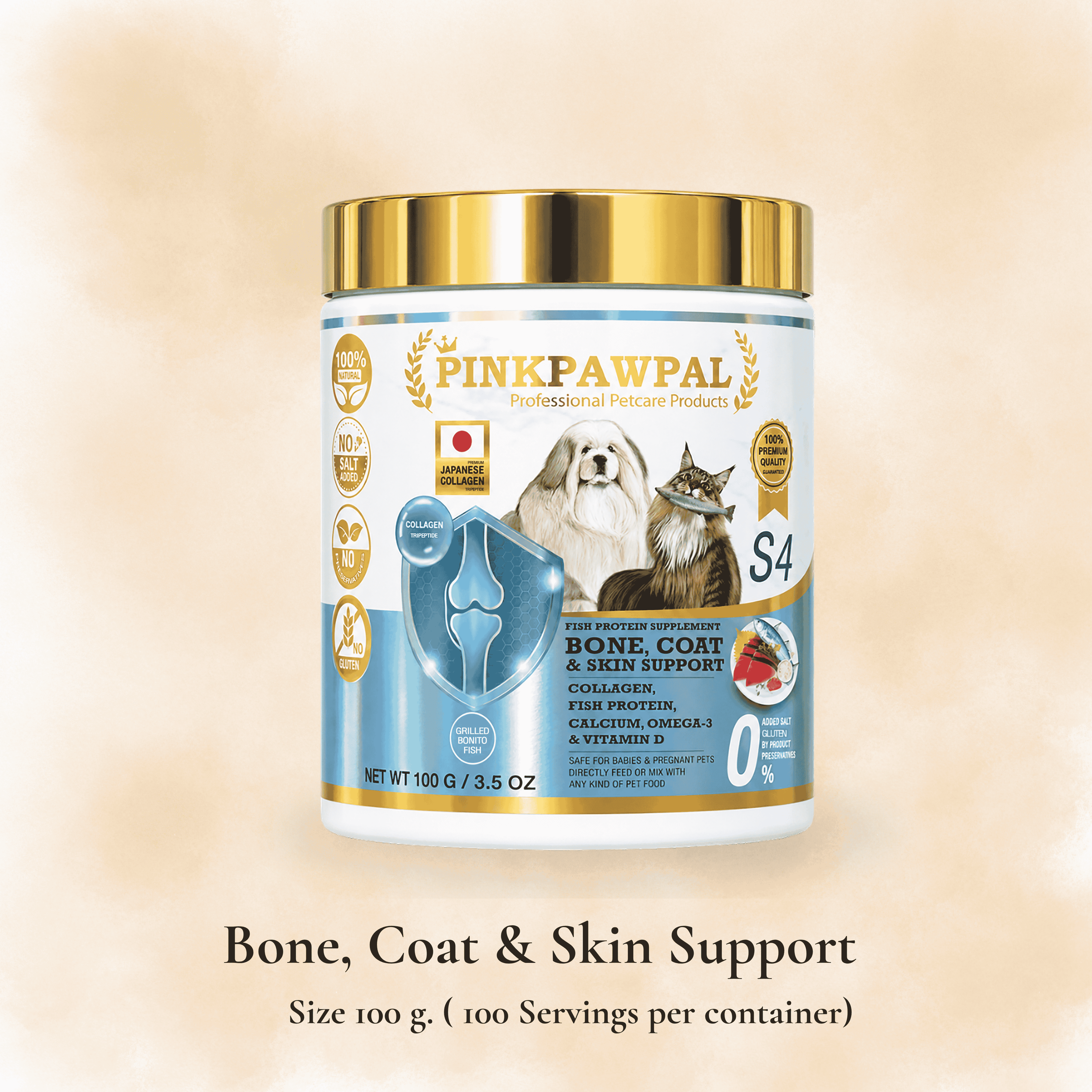 Bone Coat & Skin Support - Добавка за кости, козина и кожа за котки и малки кученца