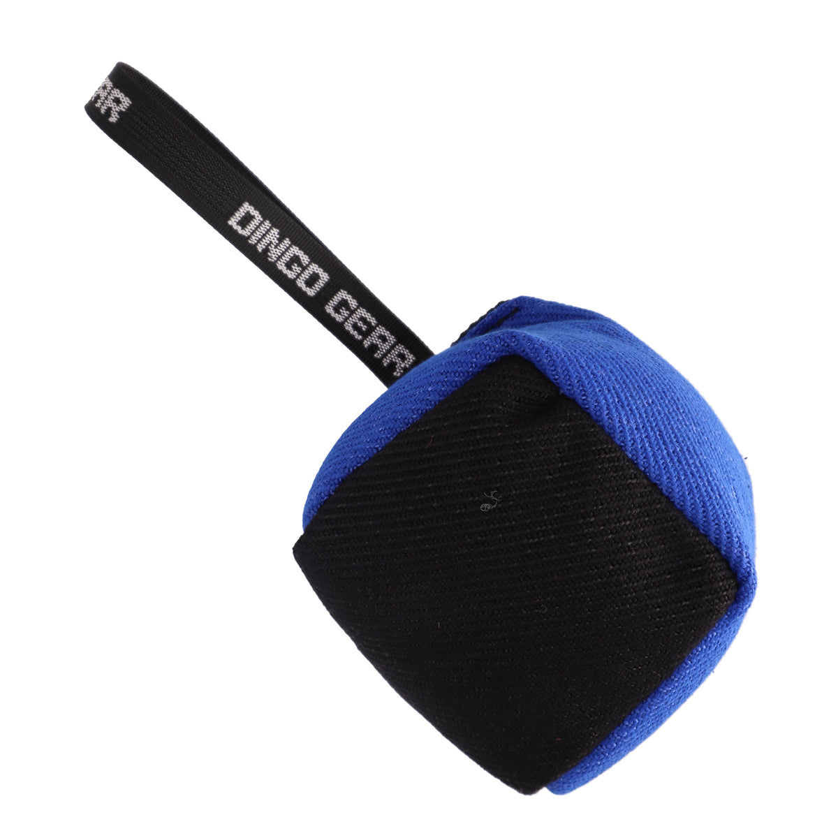 Dingo Gear – текстилна играчка тип пръстен за дърпане с дръжка, „куб“ 10 × 10 см
