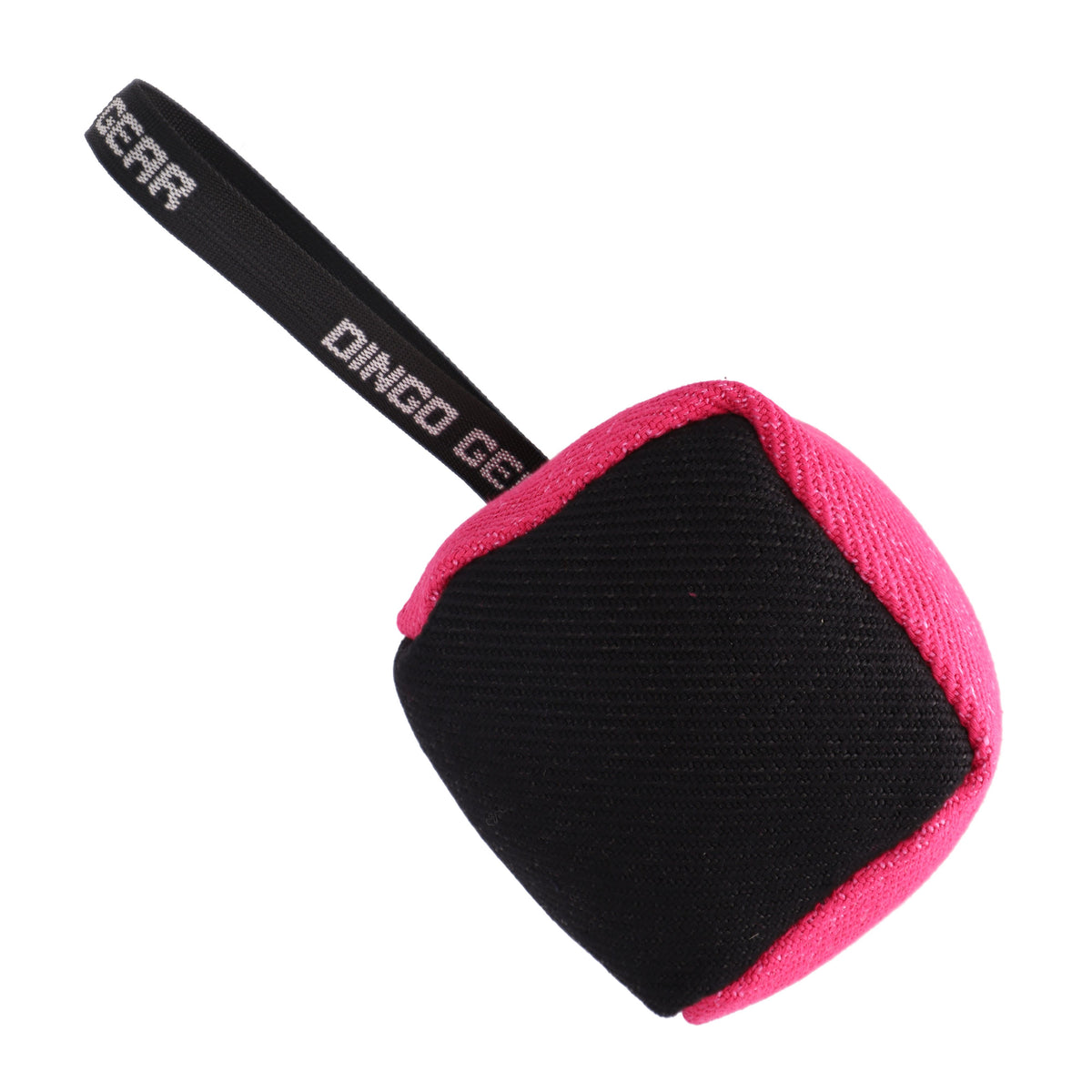 Dingo Gear – текстилна играчка тип пръстен за дърпане с дръжка, „куб“ 10 × 10 см