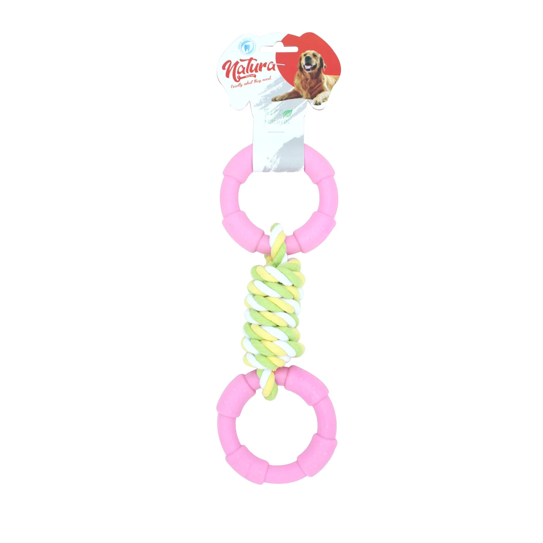 Играчка за кучета – Играчка за кучета Natura Dental Rope с двоен пластмасов пръстен PTH-042 (27 см) 